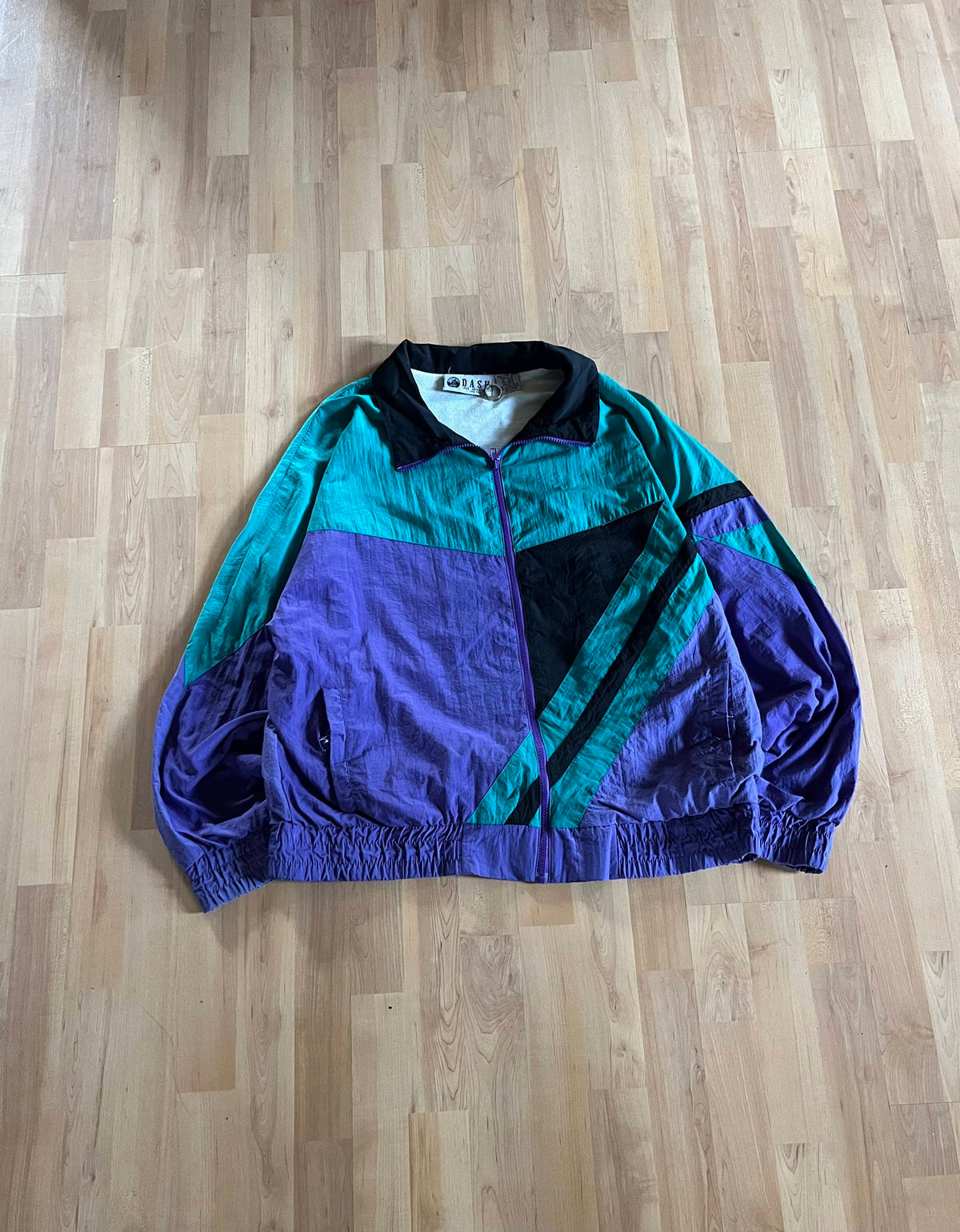 90s Dash Retro Windbreaker Colorblock Neon Nylon Windreaker (L)