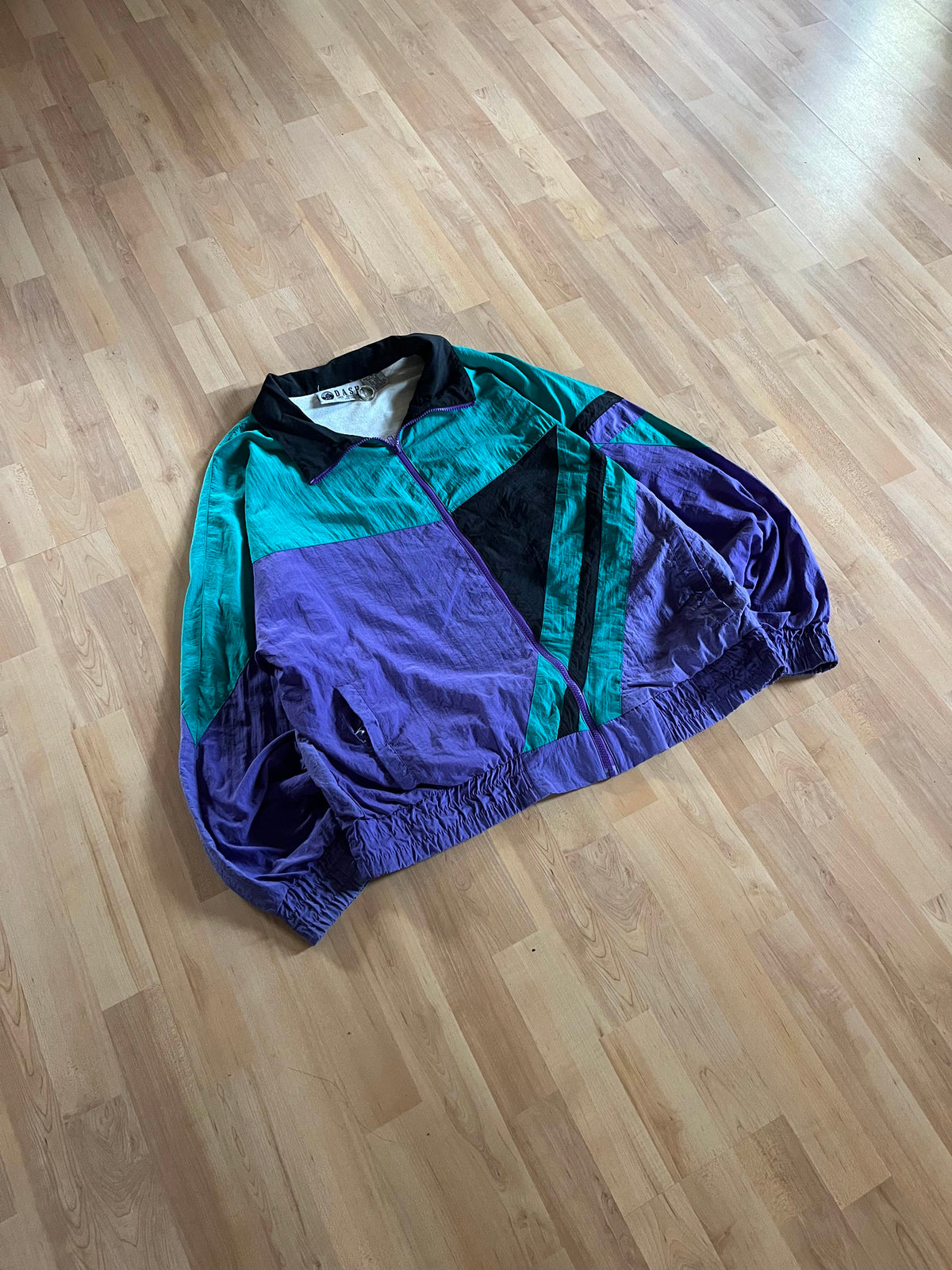 90s Dash Retro Windbreaker Colorblock Neon Nylon Windreaker (L)