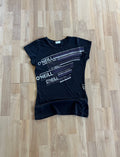 Y2K Black Linear Stripe O'Neill Surf Co Graphic Womens T-Shirt (S)