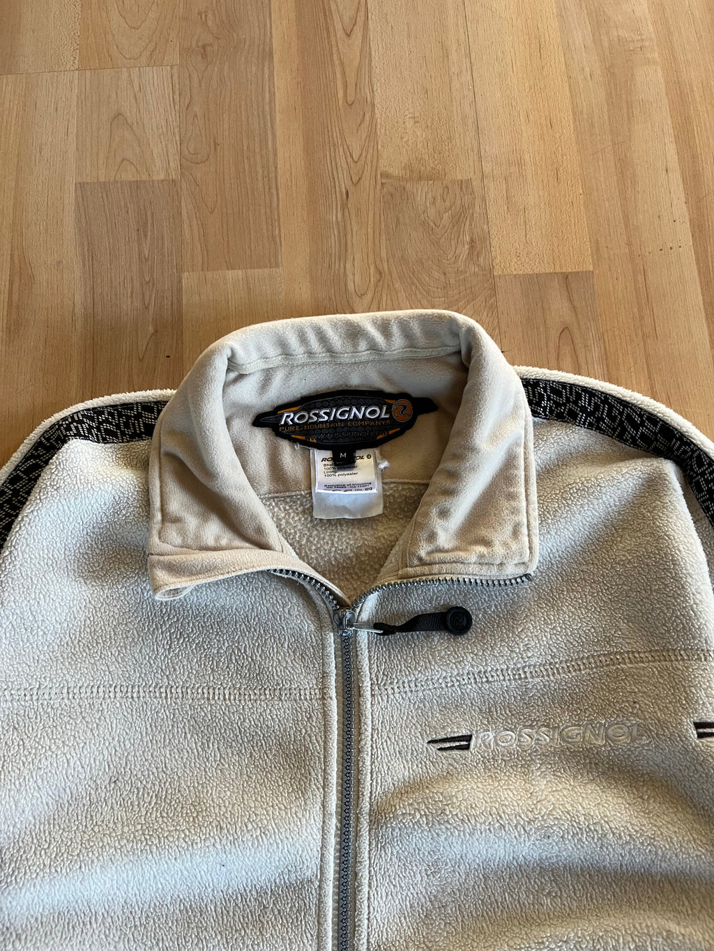 00s Cream Rossignol Small Logo Zip-Up Fleece Jacket (M)