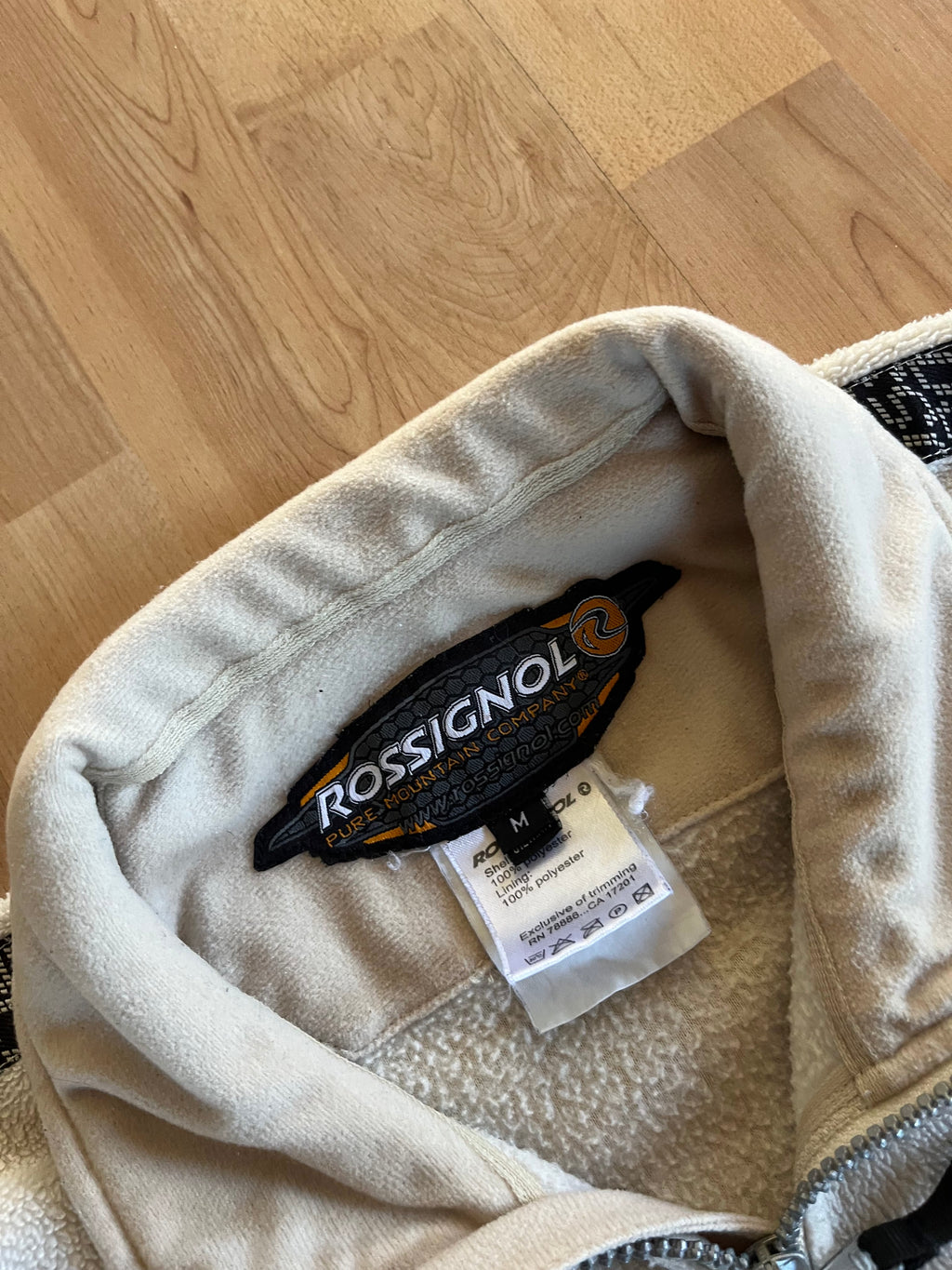 00s Cream Rossignol Small Logo Zip-Up Fleece Jacket (M)