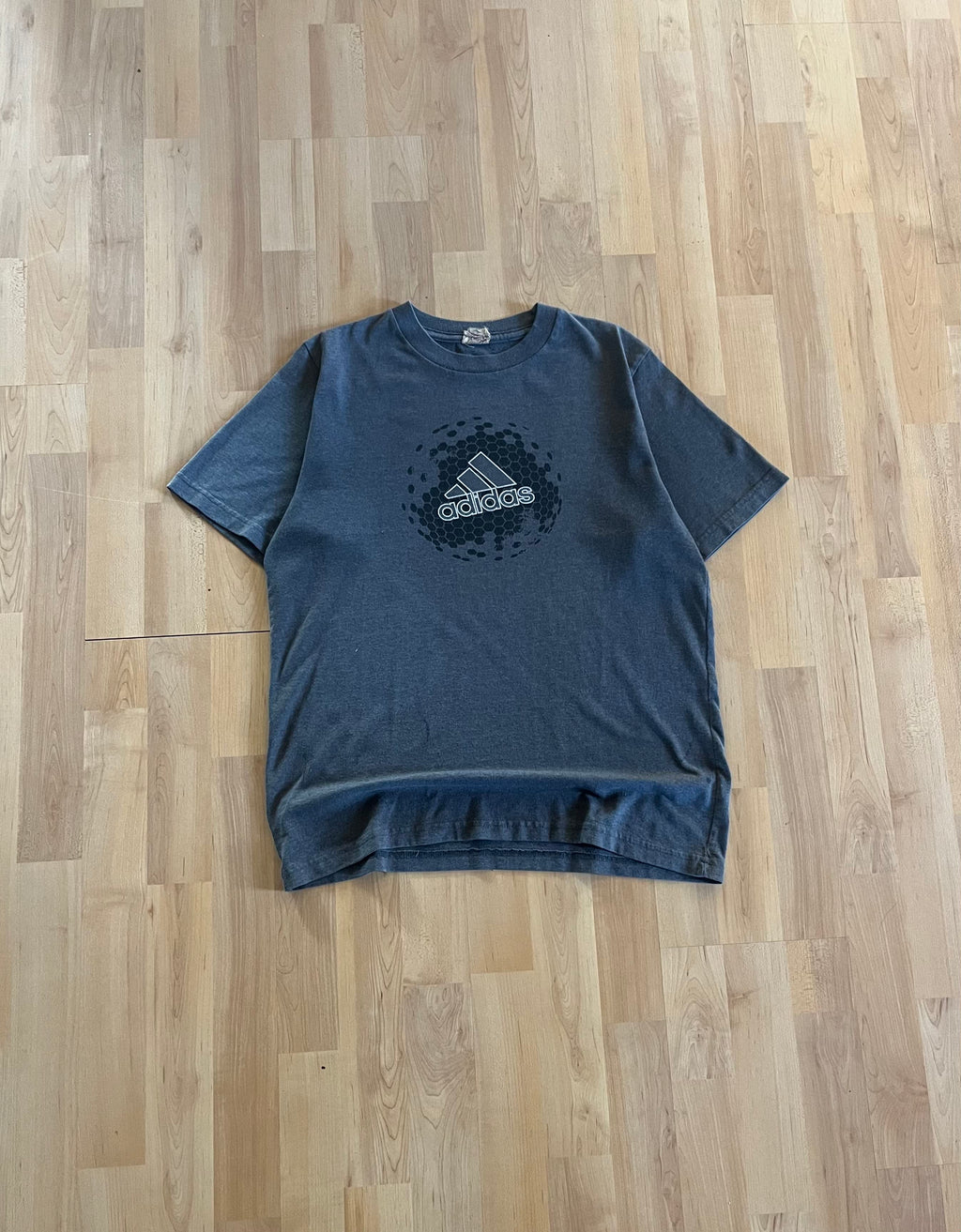 00s Charcoal Grey Adidas Honeycomb Graphic T-Shirt (S)