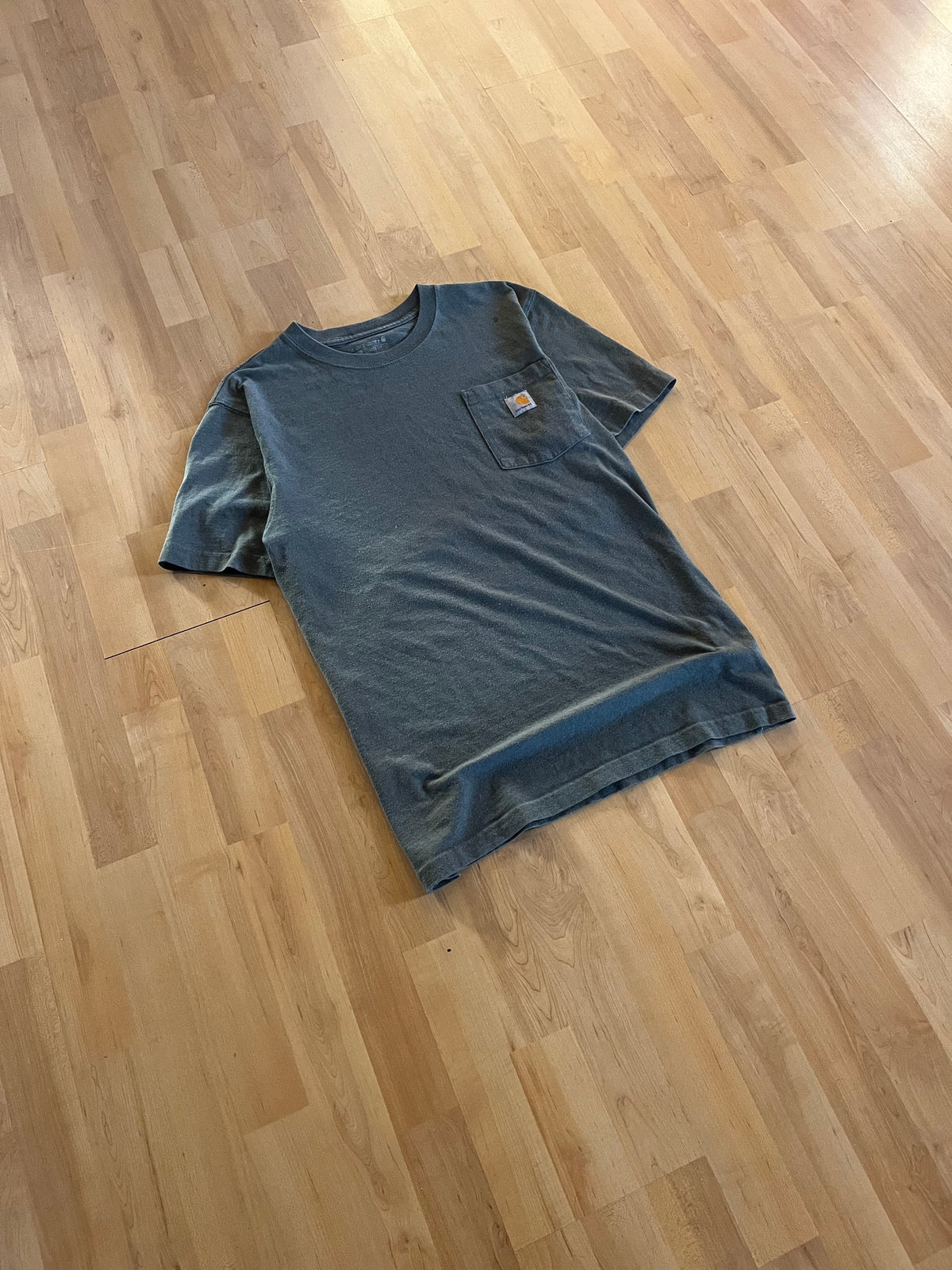 00s Grey Heavyweight  Retro Carhartt Small Logo Pocket T-Shirt (M)