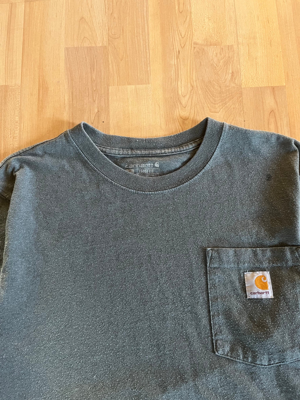 00s Grey Heavyweight  Retro Carhartt Small Logo Pocket T-Shirt (M)