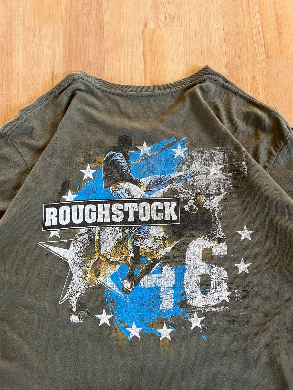 00s Olive Green Roughstock 46 Rodeo Graphic T-Shirt (L)