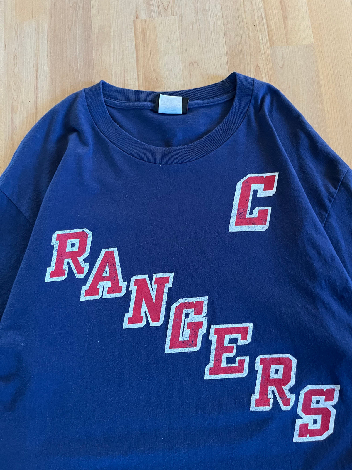 00s Navy Retro New York Rangers Mark Messier #11 NHL T-Shirt (L)