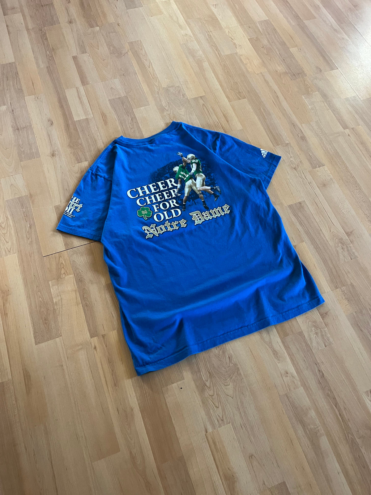 2011 Blue Notre Dame Fighting Irish Heavyweight Football Graphic T-Shirt (L)