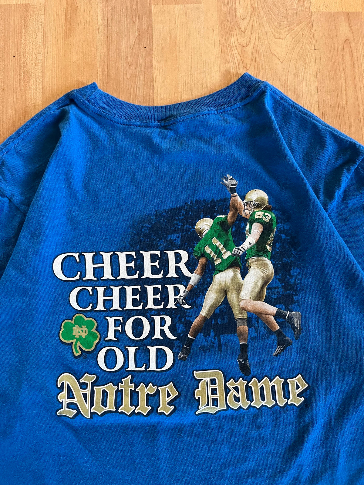 2011 Blue Notre Dame Fighting Irish Heavyweight Football Graphic T-Shirt (L)