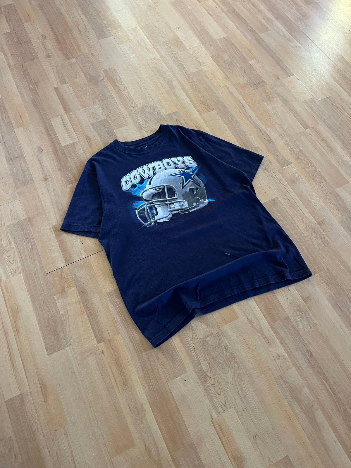 00s Navy Dallas Cowboys Helmet Graphic T-Shirt (L)