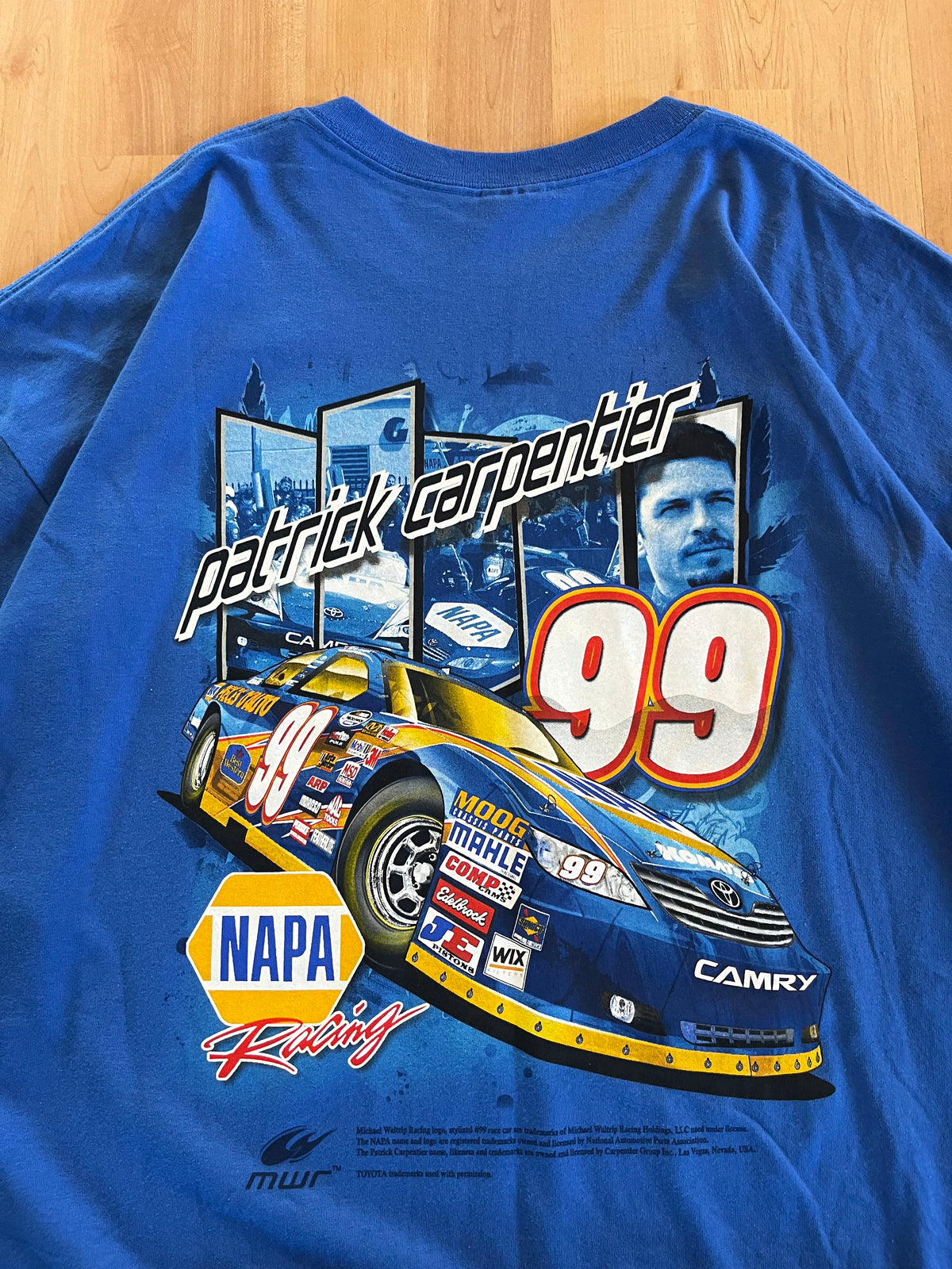 00s Blue Patrick Carpentier #99 NAPA Racing NASCAR T-Shirt (2XL)