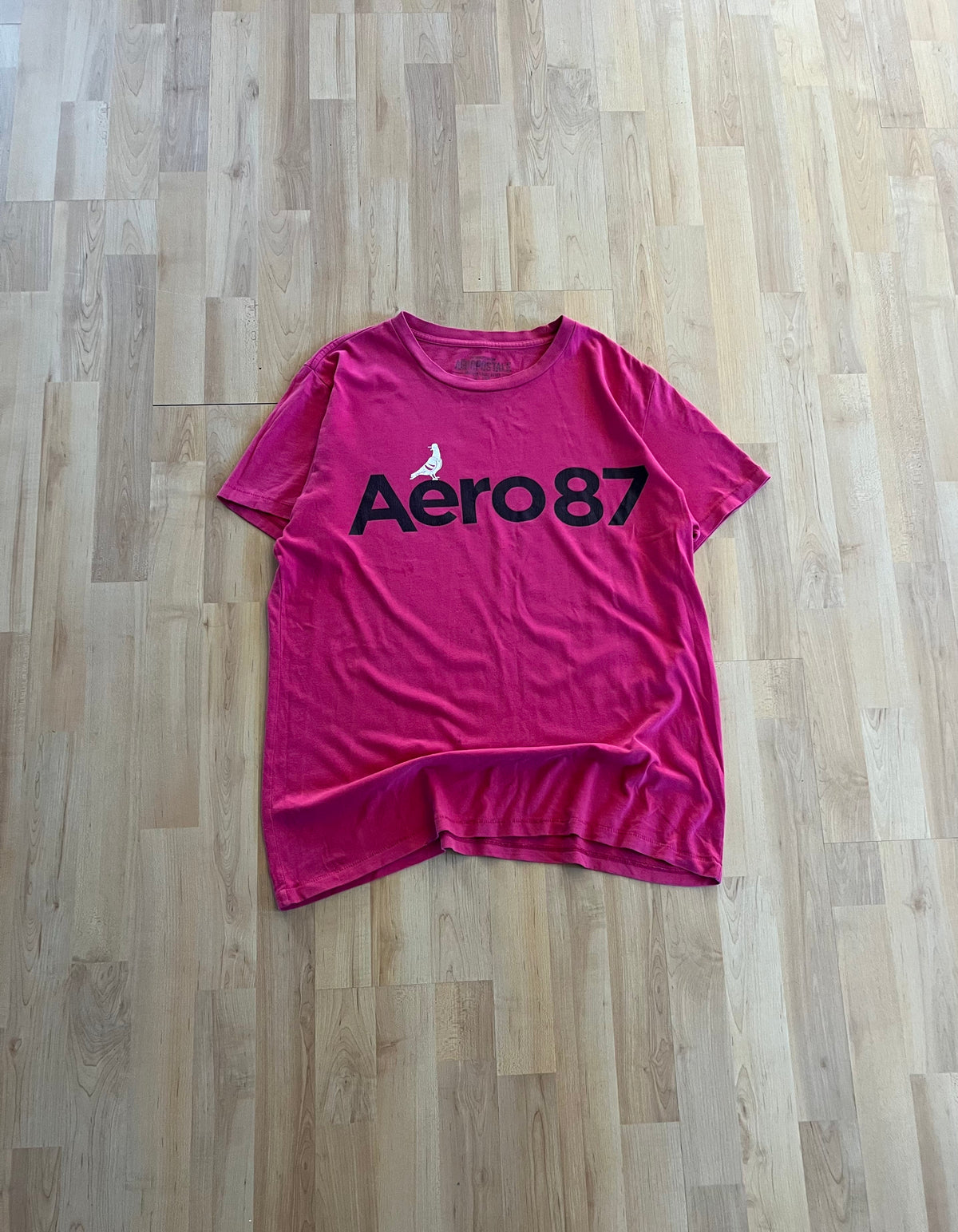 Y2K Pink Single Stitch Aeropostale 87 Pigeon Graphic Heavyweight T-Shirt (L)
