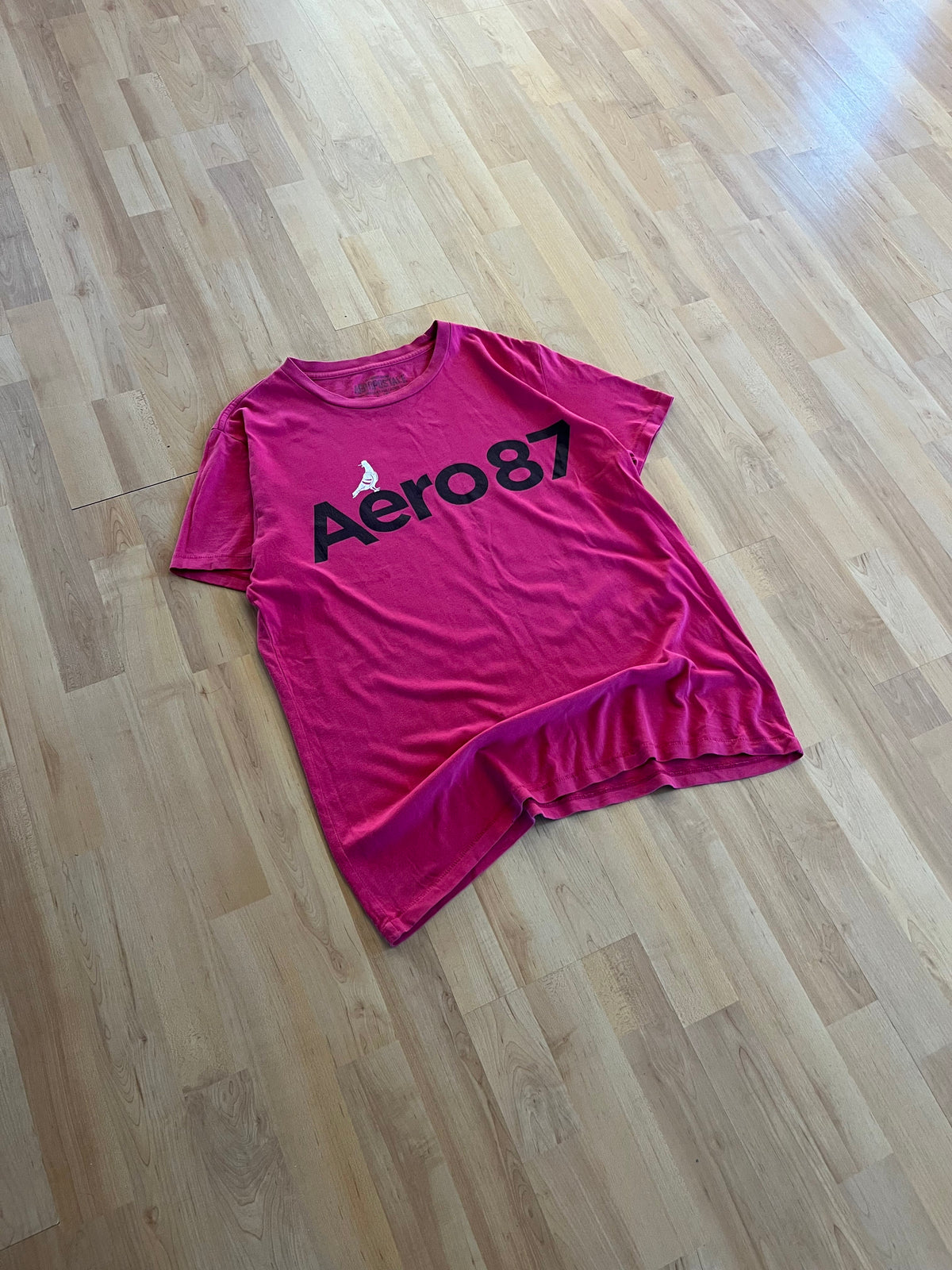Y2K Pink Single Stitch Aeropostale 87 Pigeon Graphic Heavyweight T-Shirt (L)