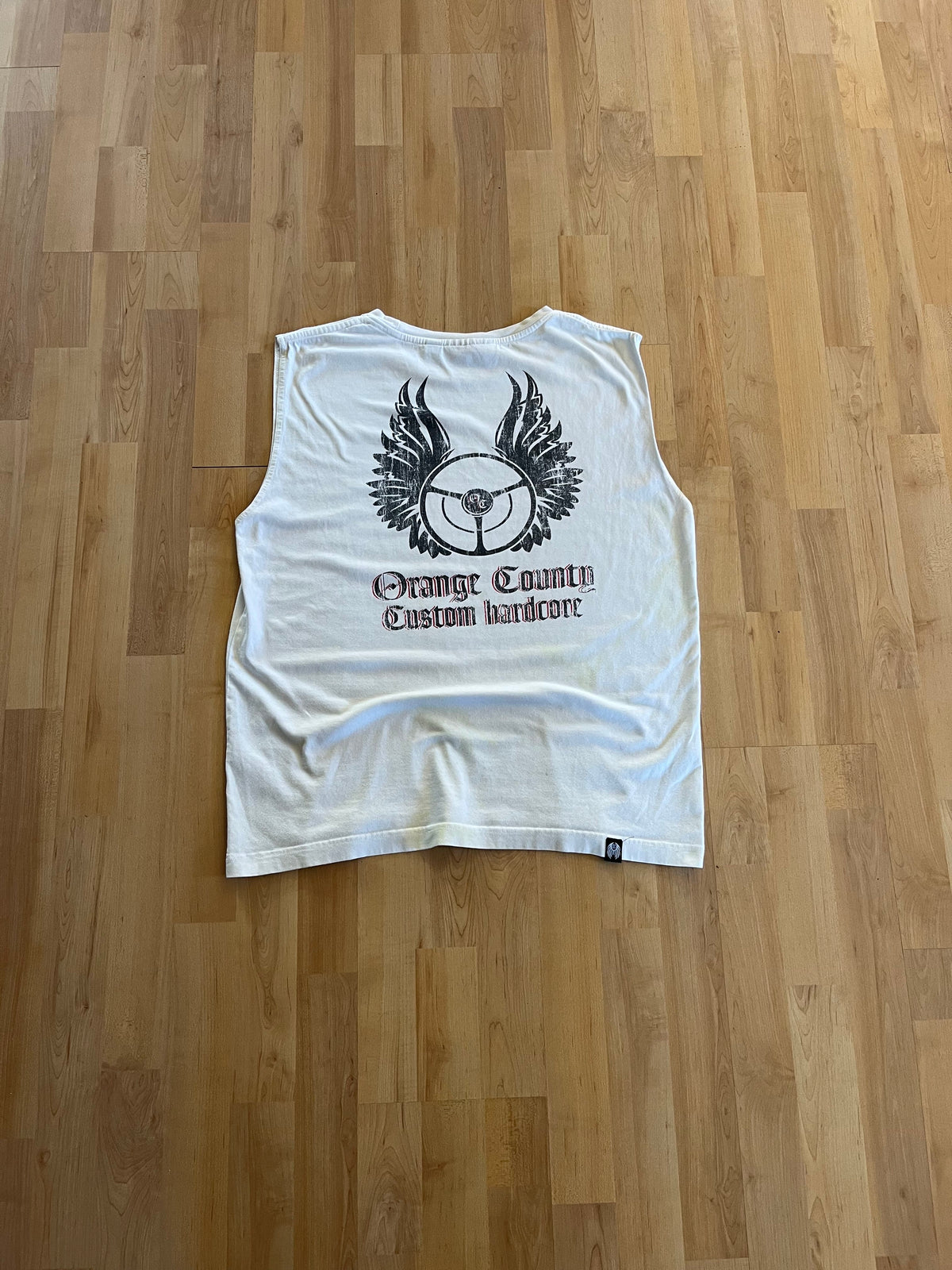 Y2K White Orange County Choppers Bikewear Back Graphic Tank Top ()