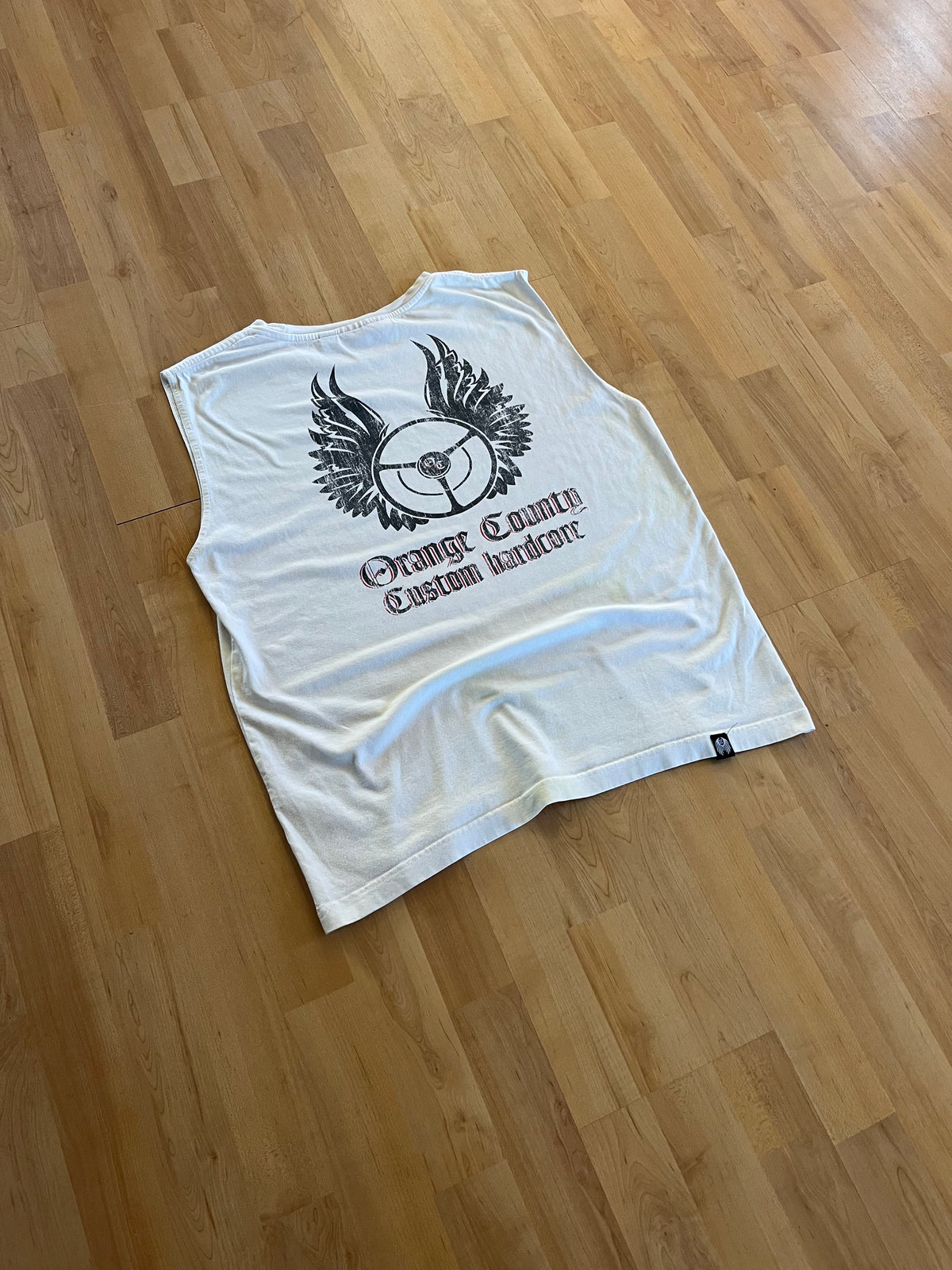 Y2K White Orange County Choppers Bikewear Back Graphic Tank Top ()
