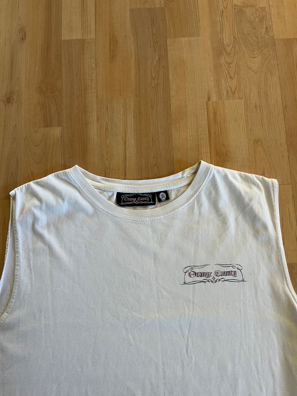 Y2K White Orange County Choppers Bikewear Back Graphic Tank Top ()