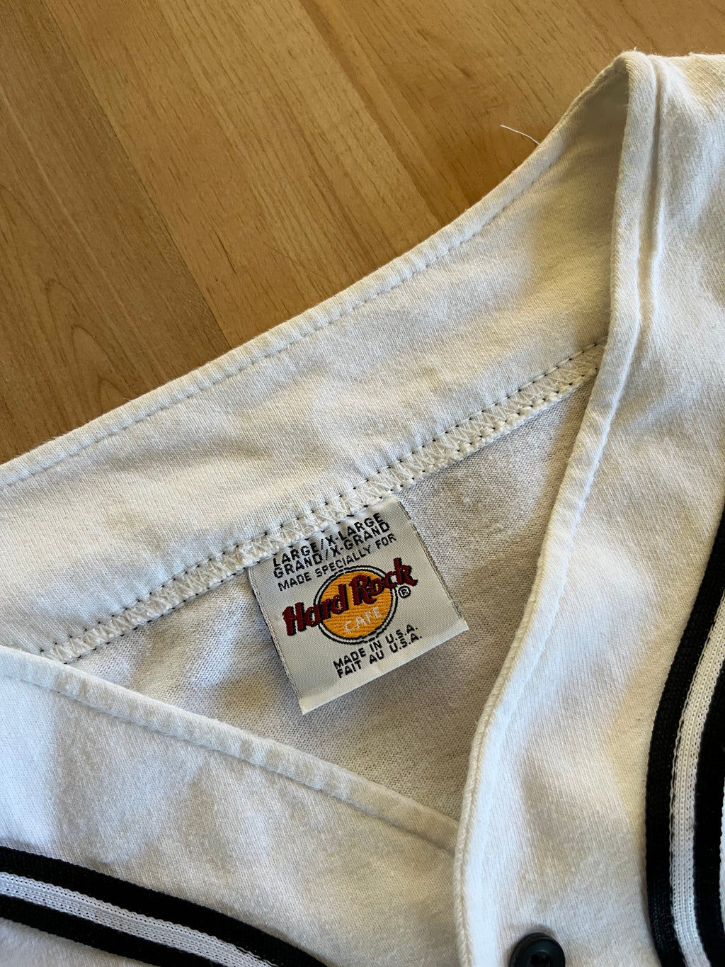 90s White & Black Piping Hard Rock Cafe Orlando Button-Up Shirt (XL)