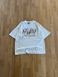90s White Single Stitch New York Artsy Skyline Graphic T-Shirt (L)
