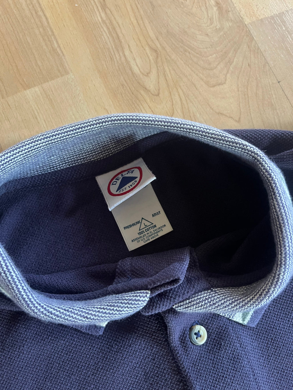 90s Navy Delta Hollywood Embroidered Heavyweight Polo Shirt (XL)