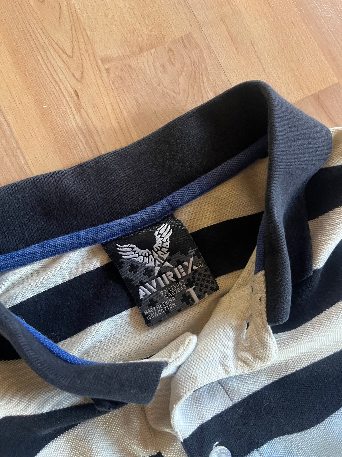 00s Striped Avirex Polo Shirt