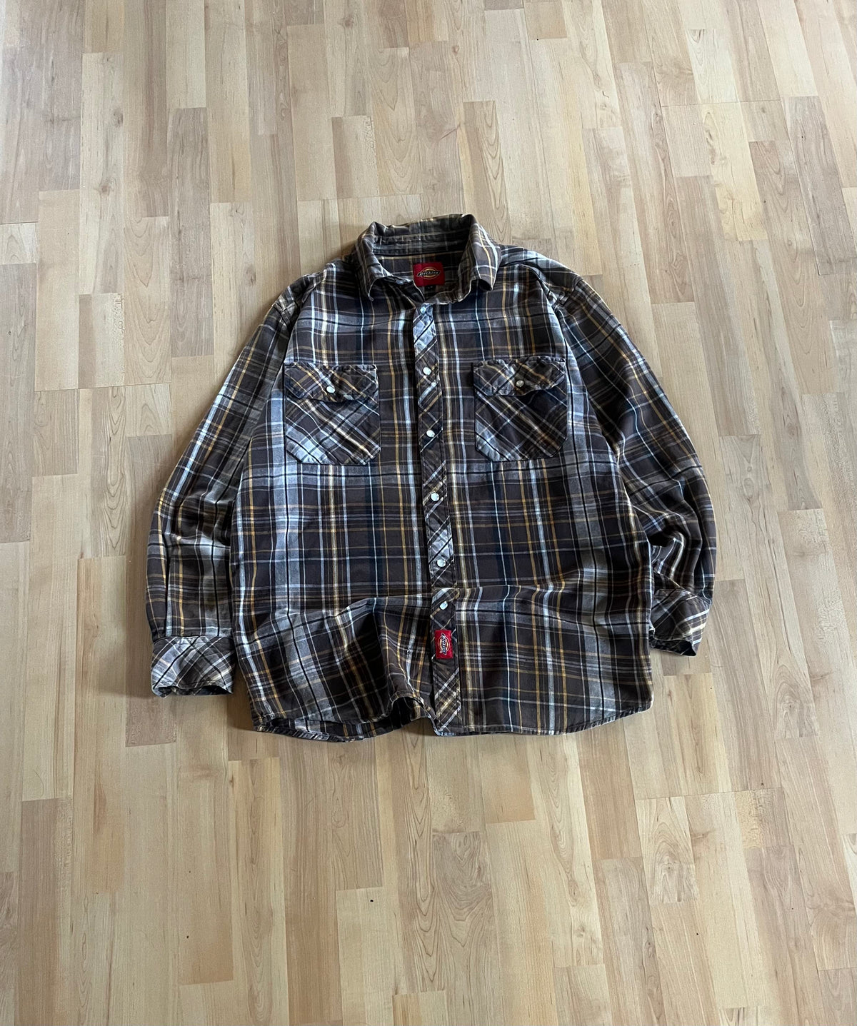 00s Brown Plaid Dickies Flannel Shirt