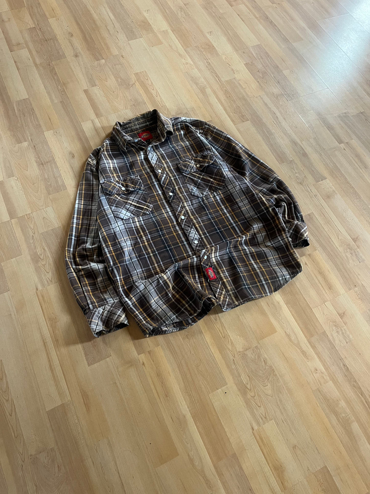 00s Brown Plaid Dickies Flannel Shirt