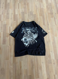 Y2K Black White Rider Crossed Scythes Heavyweight Graphic T-Shirt (XL)