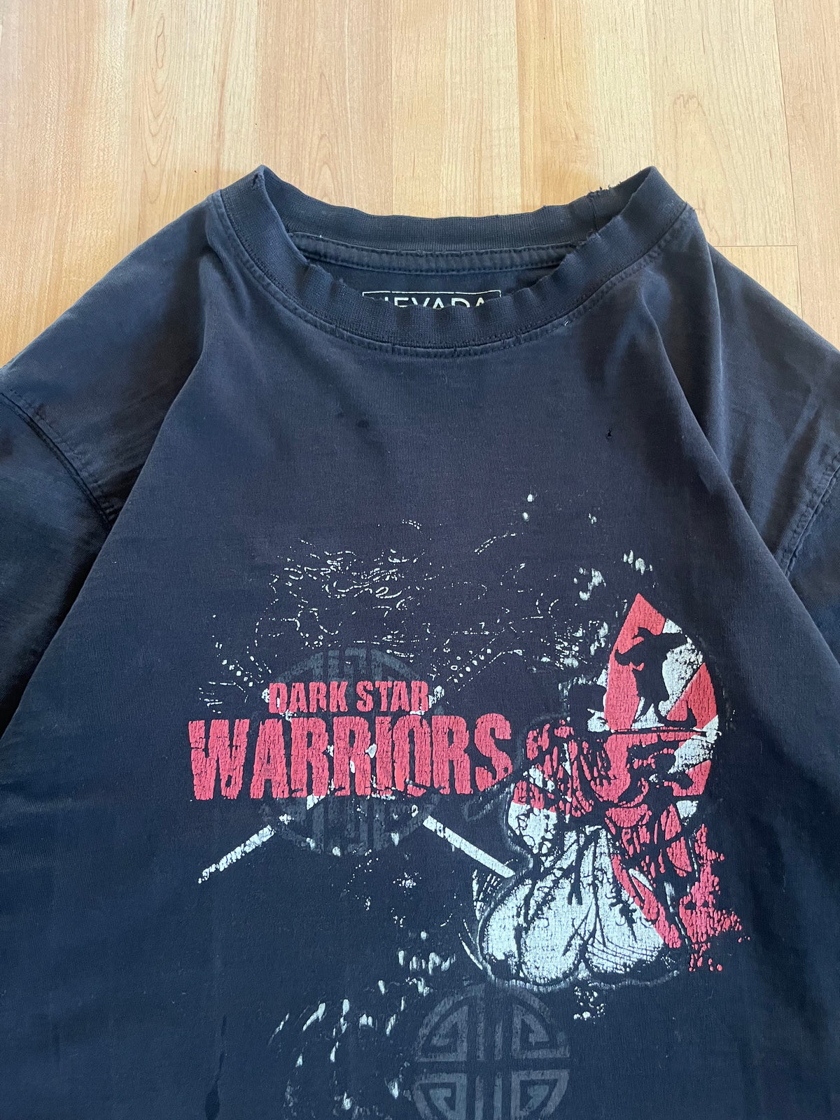 Y2K Black Nevada 'Dark Star Warriors' Samurai Graphic T-Shirt (M)