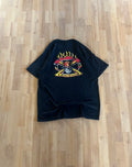 Y2K Grunge Black Heavyweight Fire Department Skull Flames Graphic T-Shirt (L)