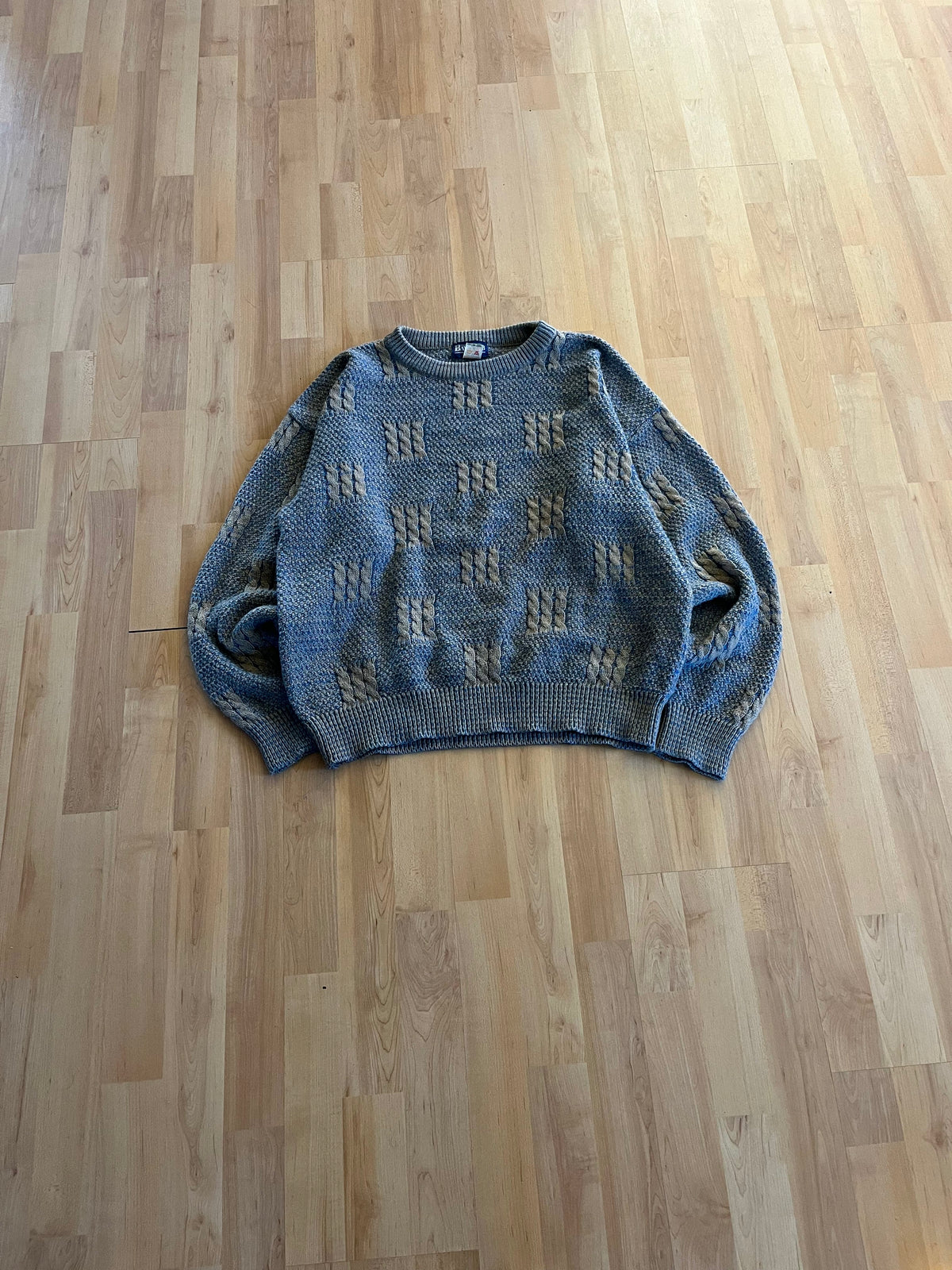 00s Beige & Grey Bay Club Textured Heavyweight Knit Sweater (M)