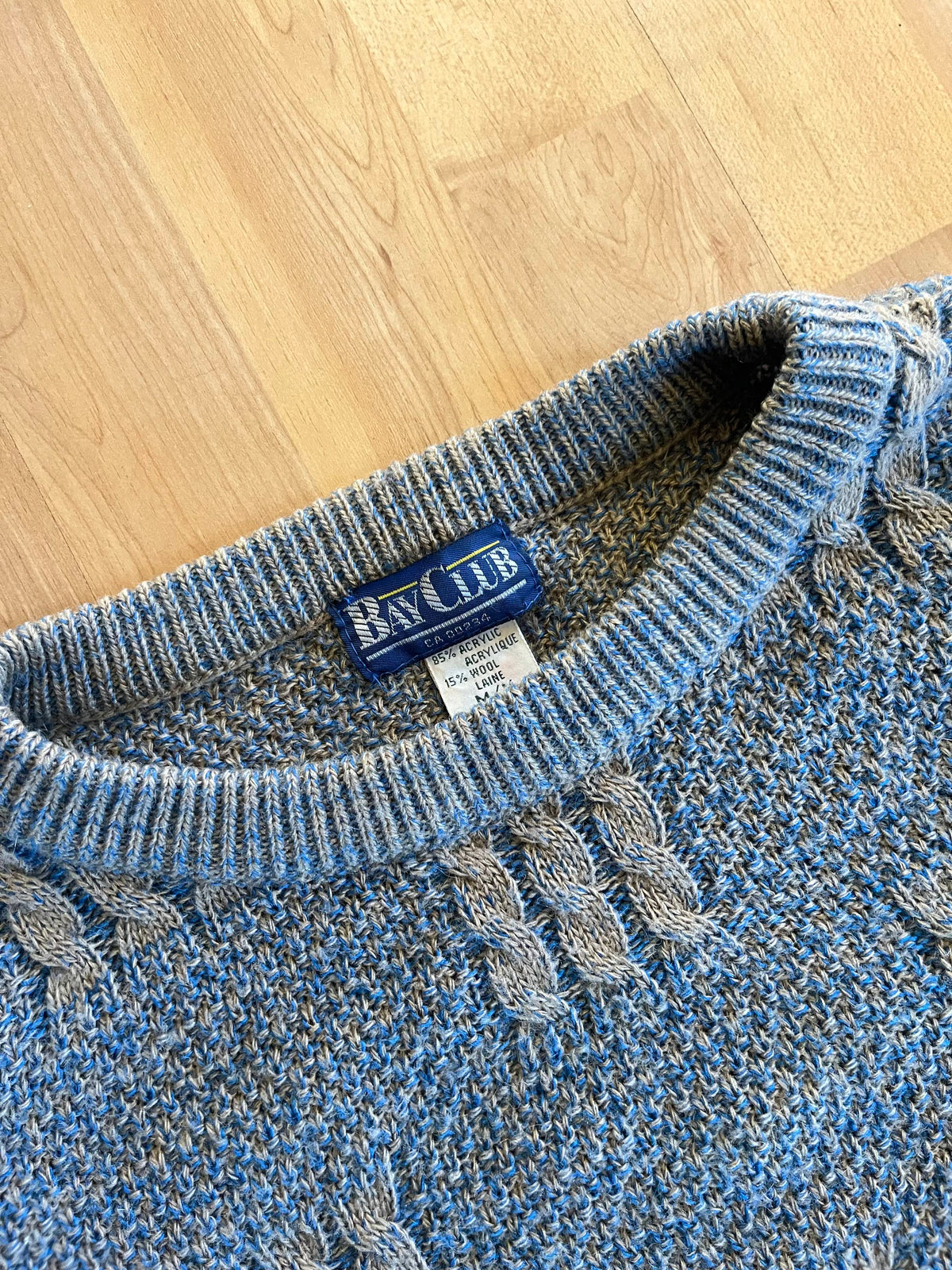 00s Beige & Grey Bay Club Textured Heavyweight Knit Sweater (M)