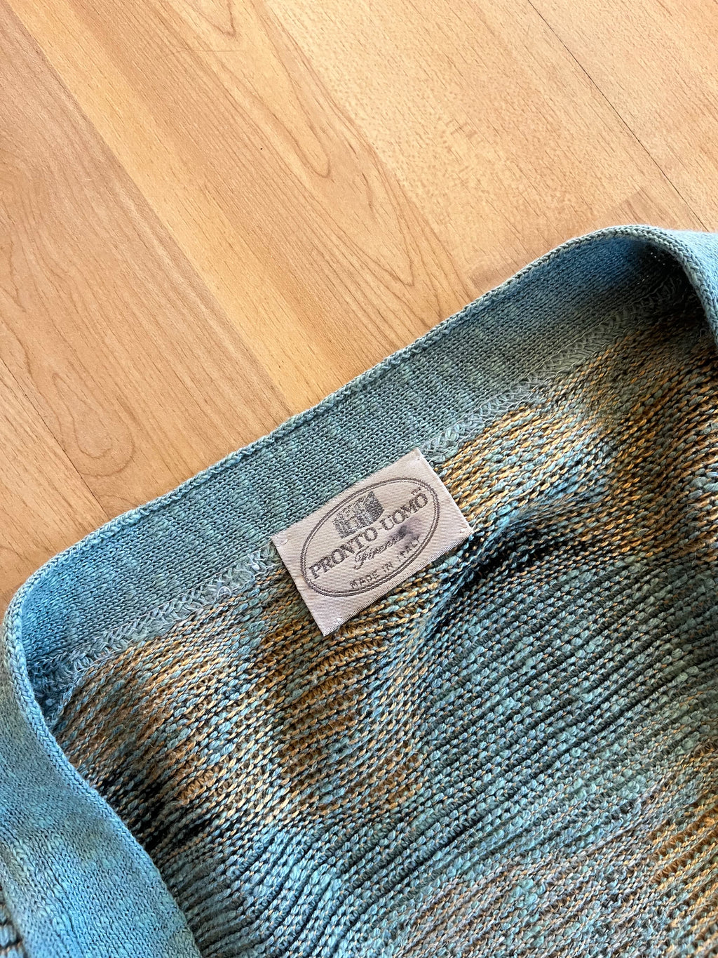 00s Teal & Beige Diamond Patterned Pronto Uomo Knit Cardigan (M)