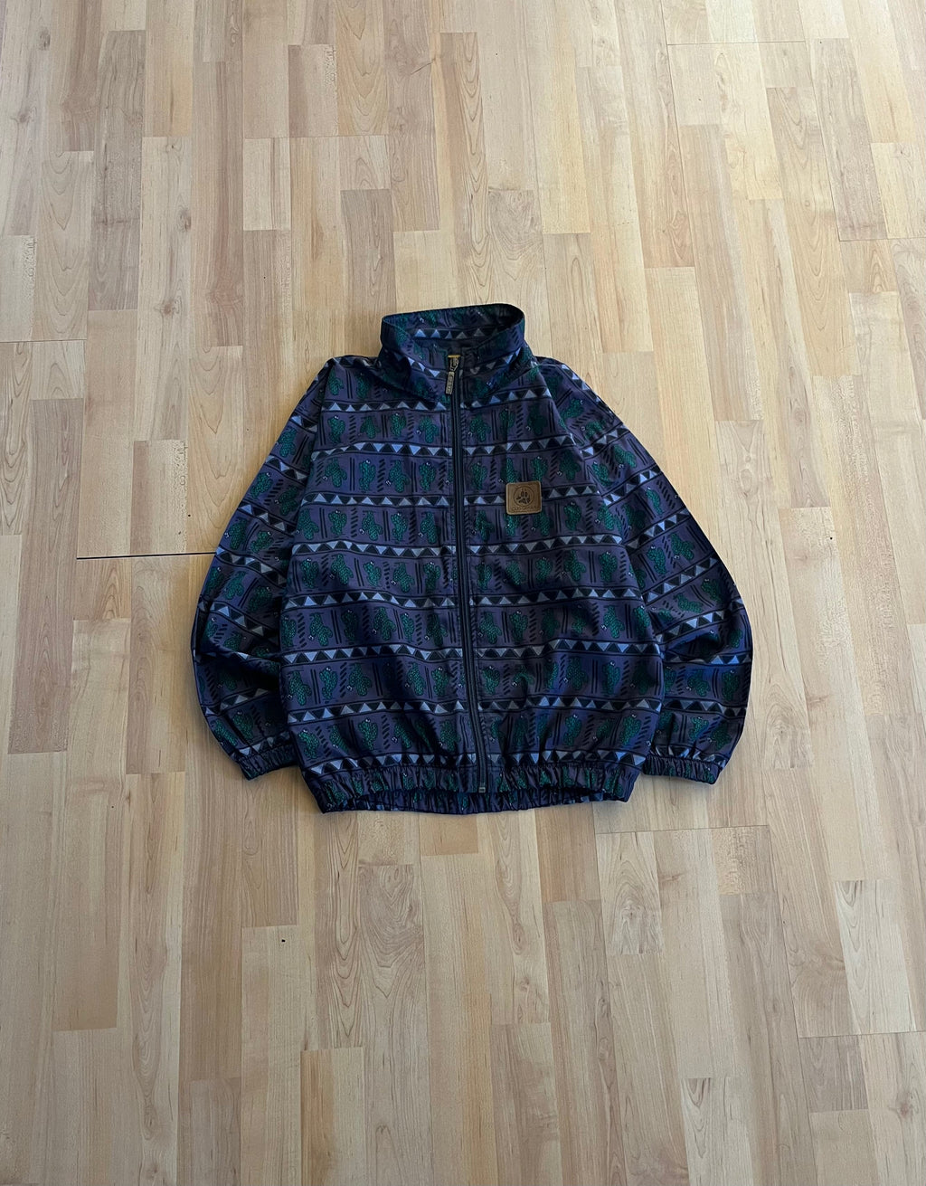 90s Purple & Navy Louis Garneau Cactus All Over Print Zip-Up Windbreaker (S)