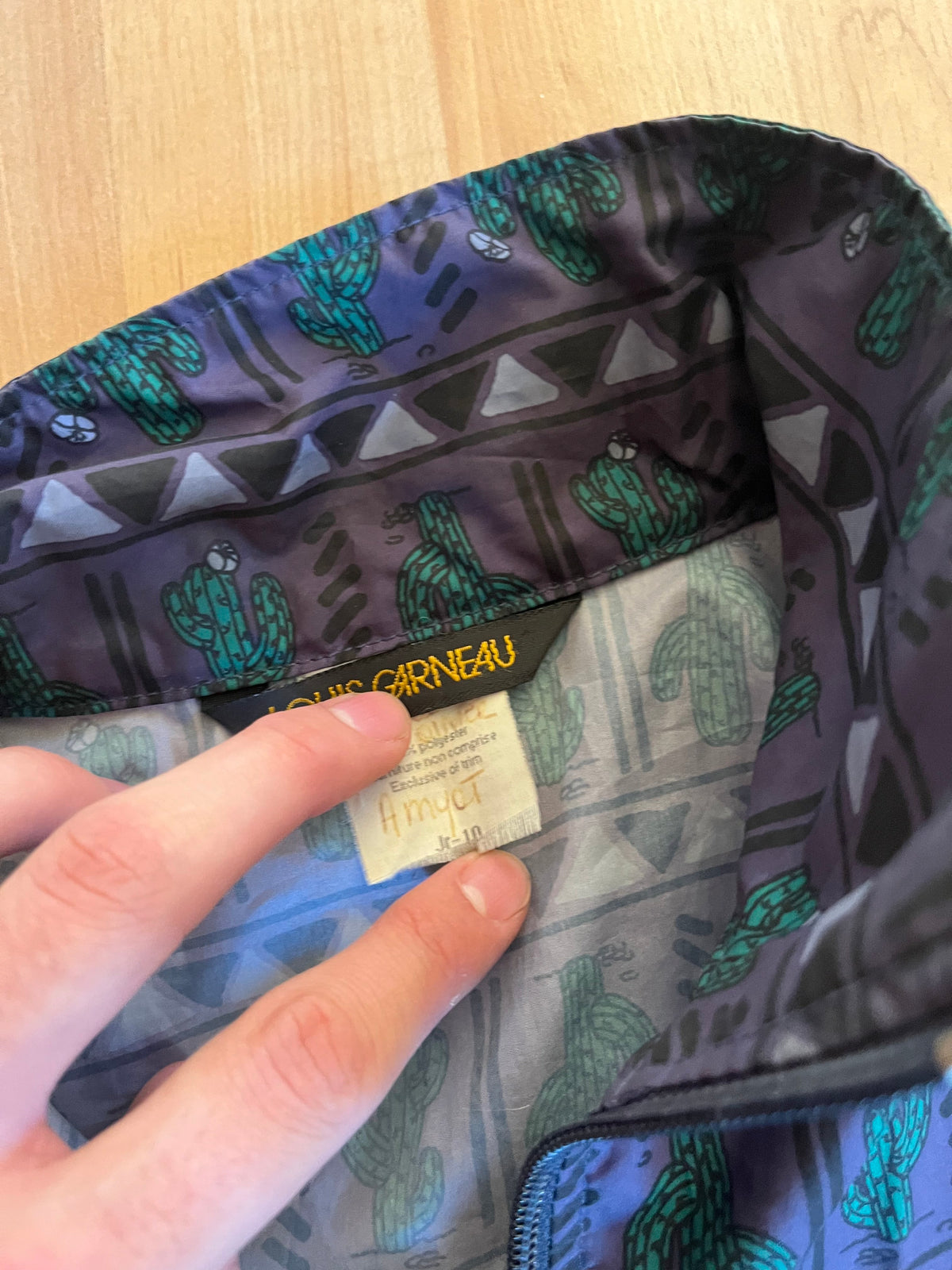90s Purple & Navy Louis Garneau Cactus All Over Print Zip-Up Windbreaker (S)
