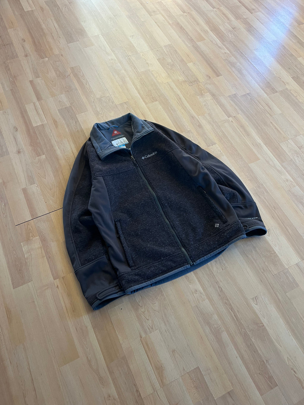 00s Charcoal Grey Heavyweight Columbia Lined Zip-Up Jacket (L)