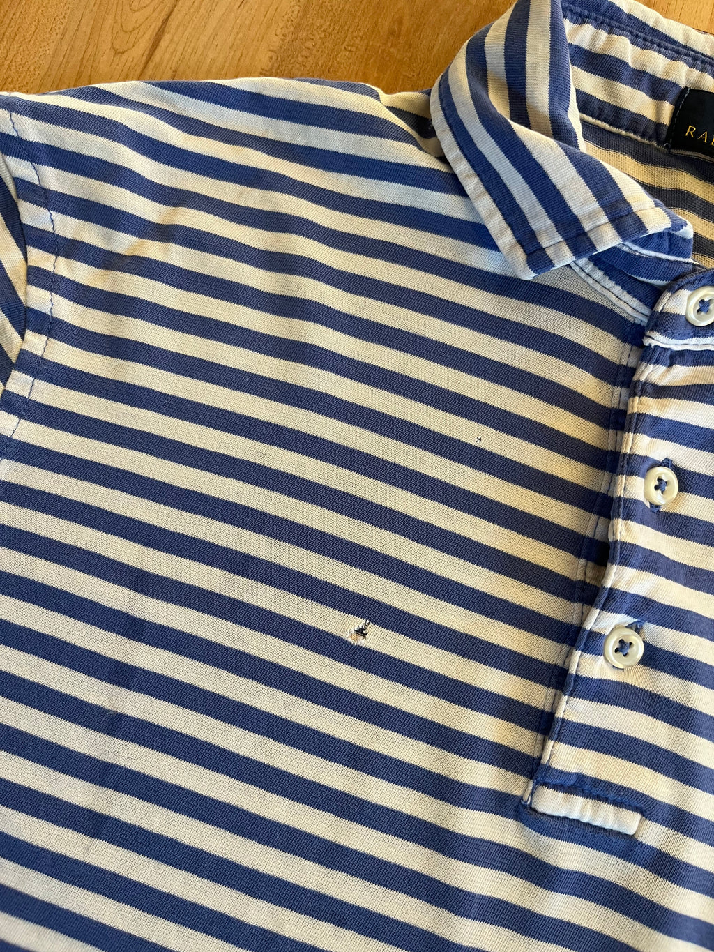 00s Blue & White Striped Polo Ralph Lauren Polo Shirt (S)