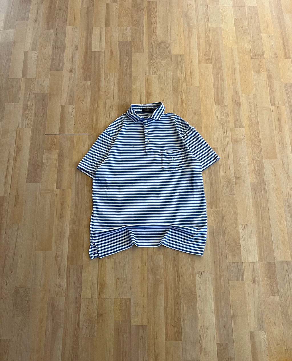 00s Blue & White Striped Polo Ralph Lauren Polo Shirt (S)
