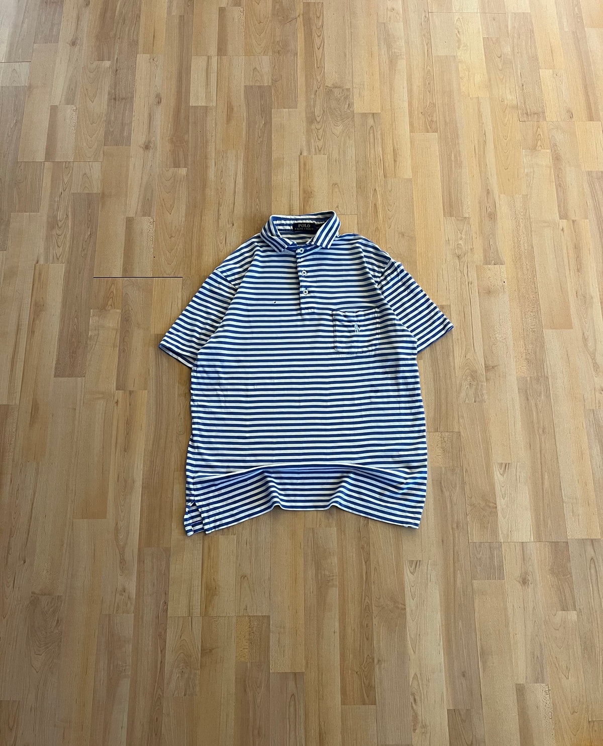 00s Blue & White Striped Polo Ralph Lauren Polo Shirt (S)