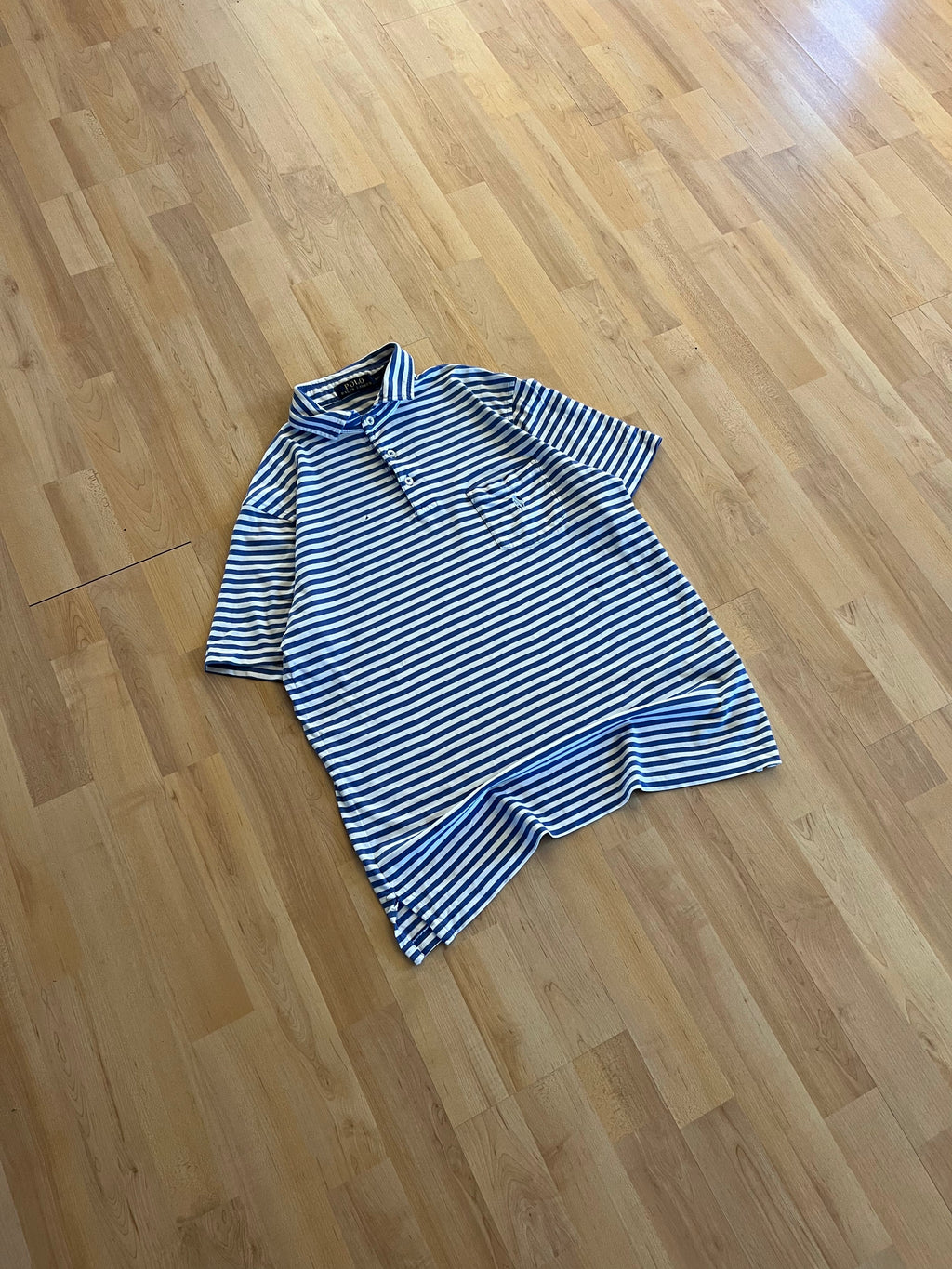 00s Blue & White Striped Polo Ralph Lauren Polo Shirt (S)