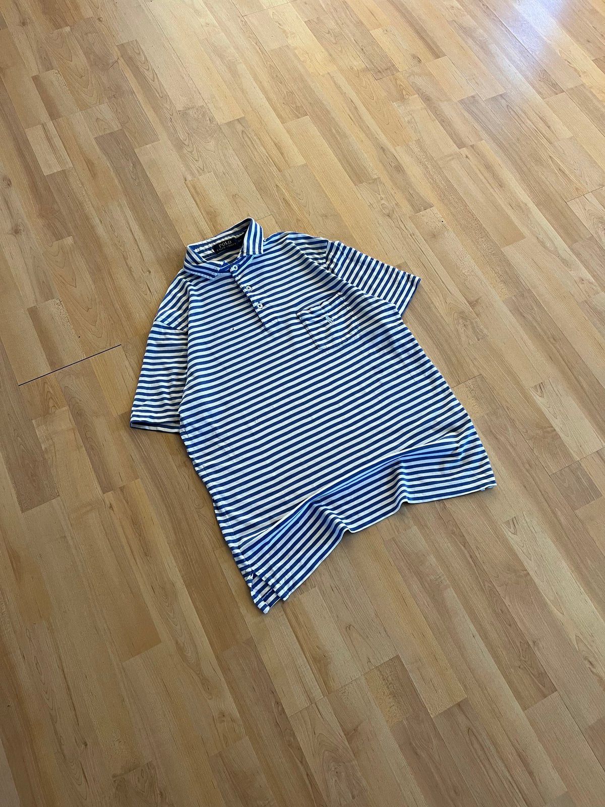 00s Blue & White Striped Polo Ralph Lauren Polo Shirt (S)