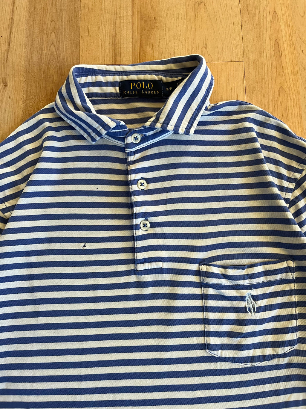 00s Blue & White Striped Polo Ralph Lauren Polo Shirt (S)