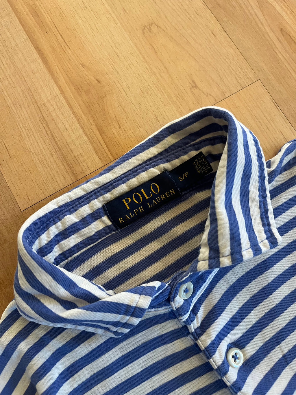 00s Blue & White Striped Polo Ralph Lauren Polo Shirt (S)