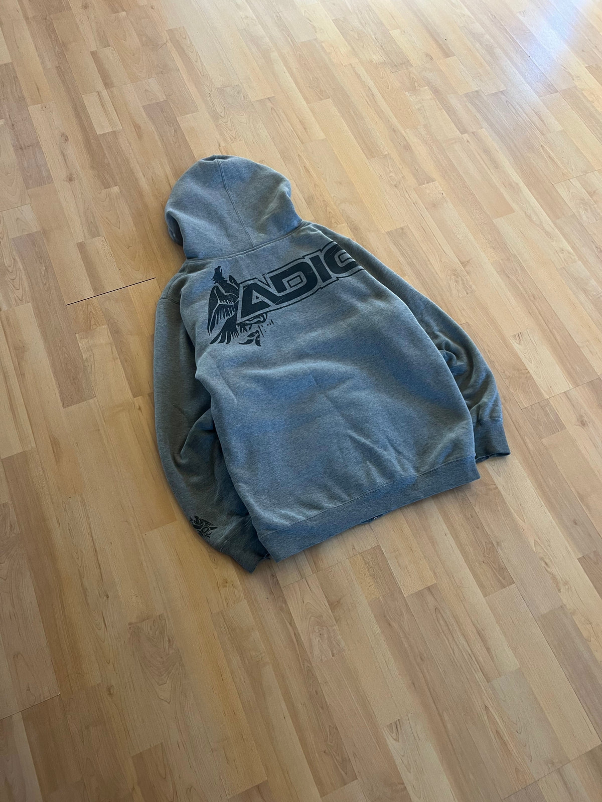 Y2K Grey Heavyweight ADIO Sherpa Lined Zip-Up Hoodie (M)