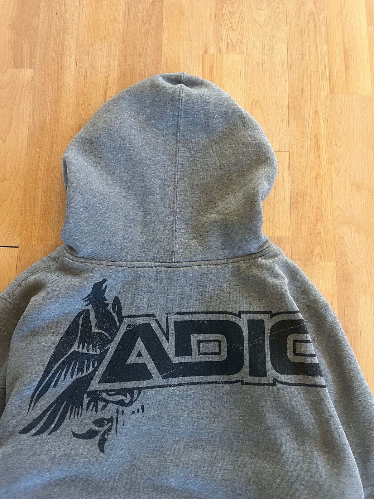 Y2K Grey Heavyweight ADIO Sherpa Lined Zip-Up Hoodie (M)