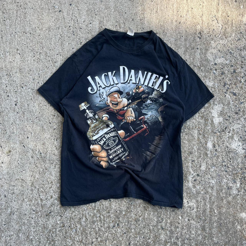 Vintage Y2K Black Popeyes Mouse x Jack Daniels T-Shirt (M)