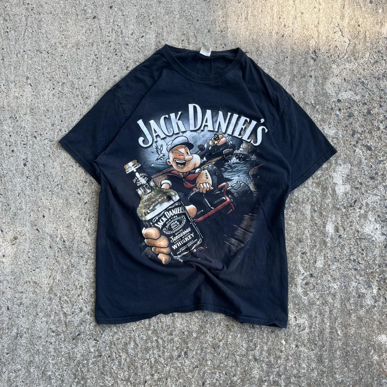 Vintage Y2K Black Popeyes Mouse x Jack Daniels T-Shirt (M)