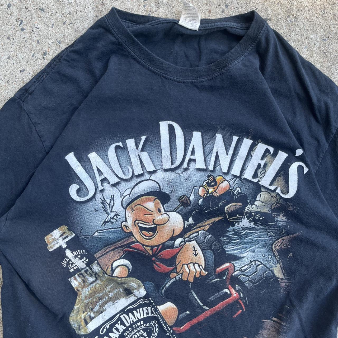 Vintage Y2K Black Popeyes Mouse x Jack Daniels T-Shirt (M)