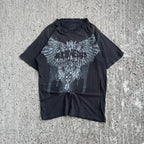 Vintage Y2K Black Raw Edge Grunge MMA T-Shirt (M)
