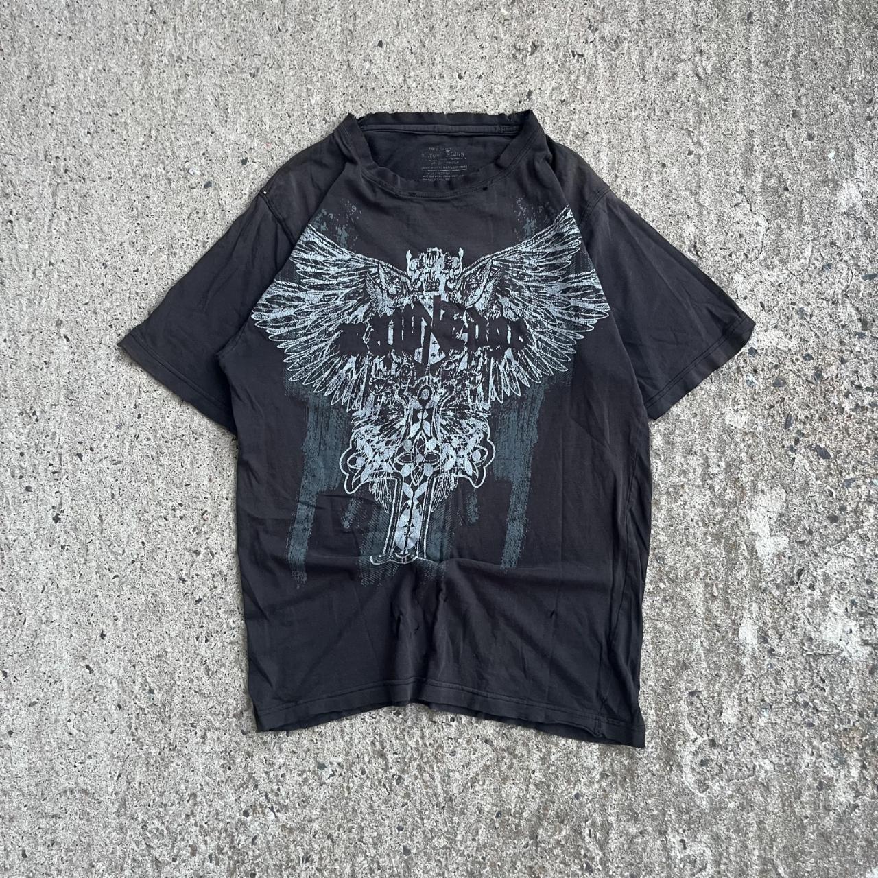 Vintage Y2K Black Raw Edge Grunge MMA T-Shirt (M)
