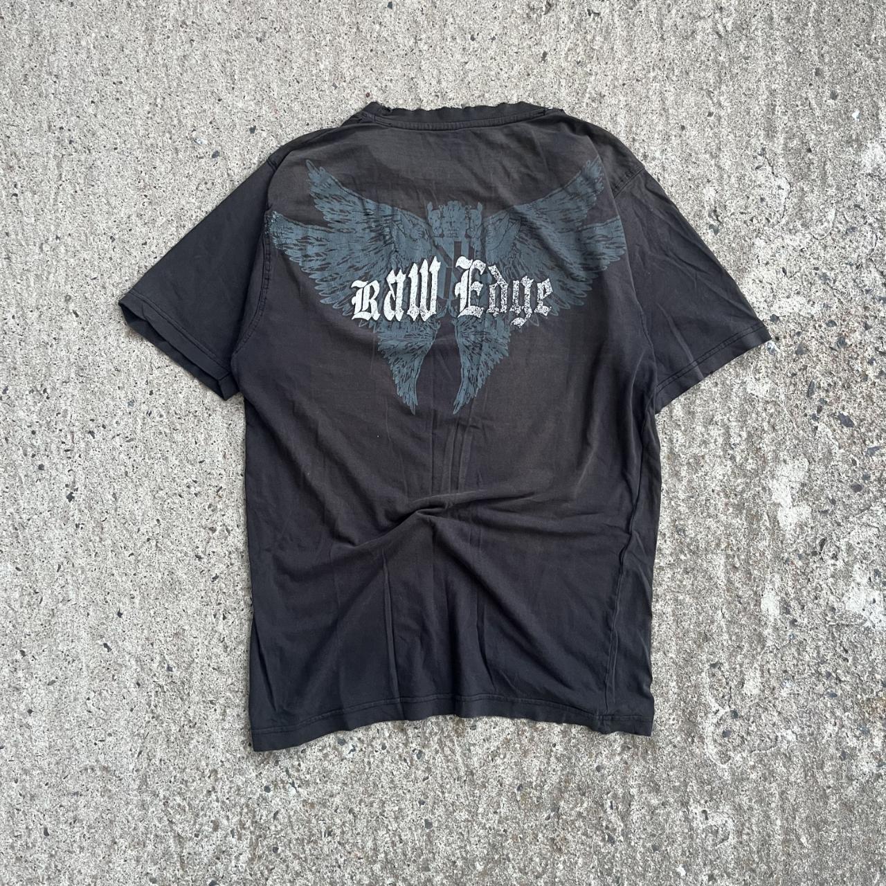 Vintage Y2K Black Raw Edge Grunge MMA T-Shirt (M)