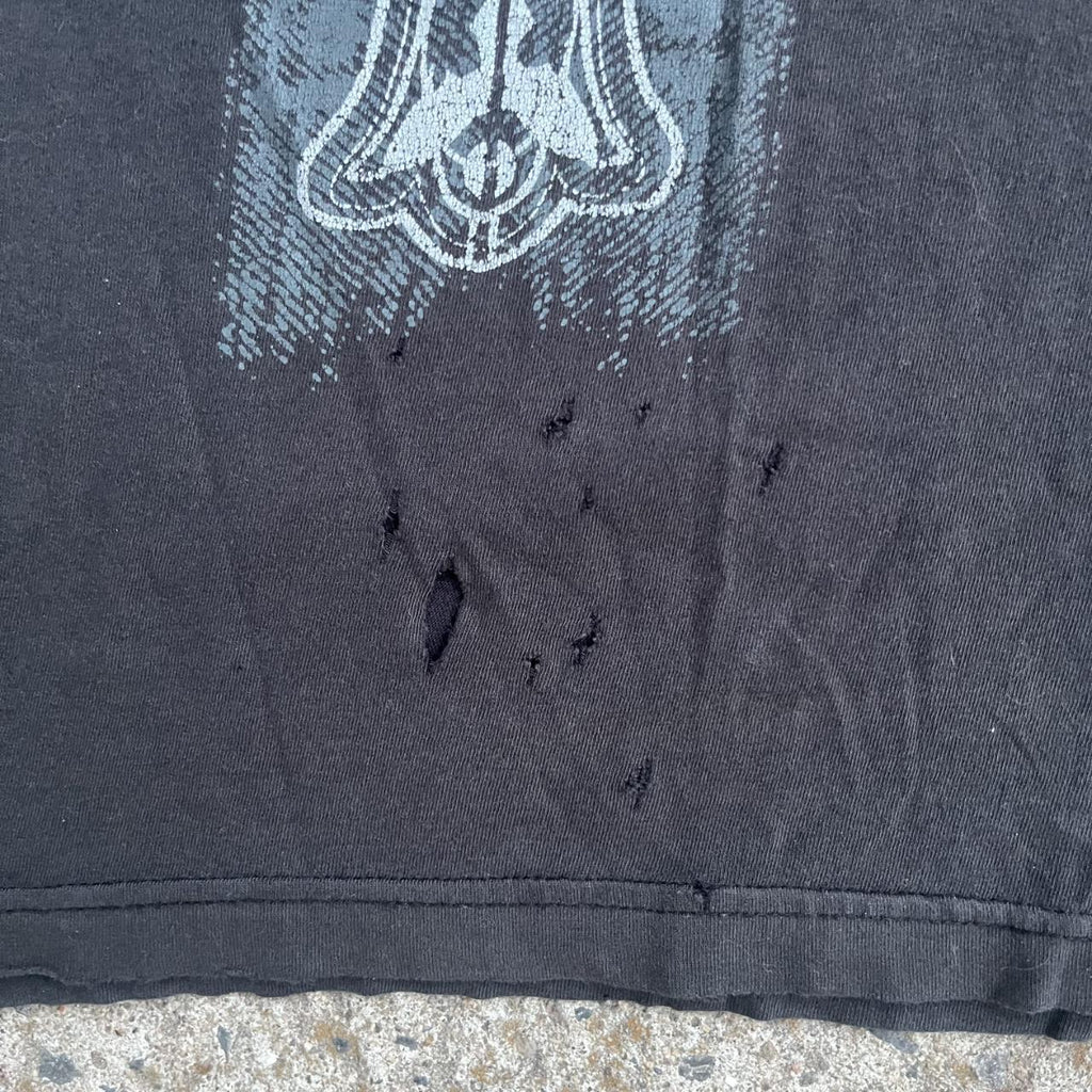 Vintage Y2K Black Raw Edge Grunge MMA T-Shirt (M)